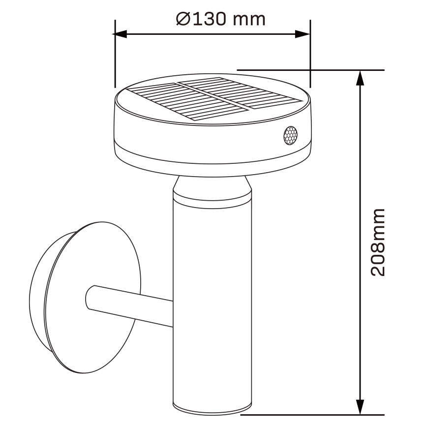LED Kinkiet solarny z czujnikiem GWINEA LED/4,5W/3,7V 2000 mAh IP44 czarny