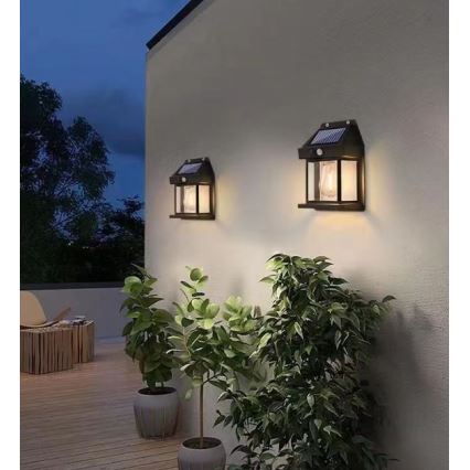 LED Kinkiet solarny z czujnikiem LANTER LED/1W/3,7V 1200 mAh IP44 czarny