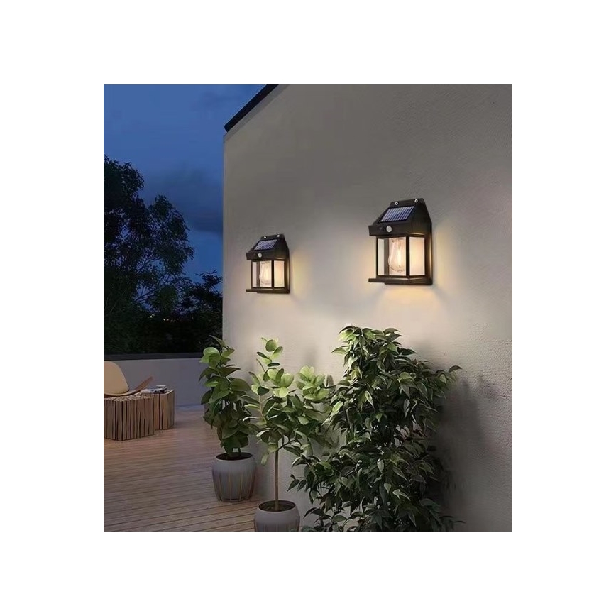 LED Kinkiet solarny z czujnikiem LANTER LED/1W/3,7V 1200 mAh IP44 czarny