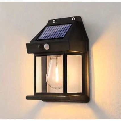 LED Kinkiet solarny z czujnikiem LANTER LED/1W/3,7V 1200 mAh IP44 czarny