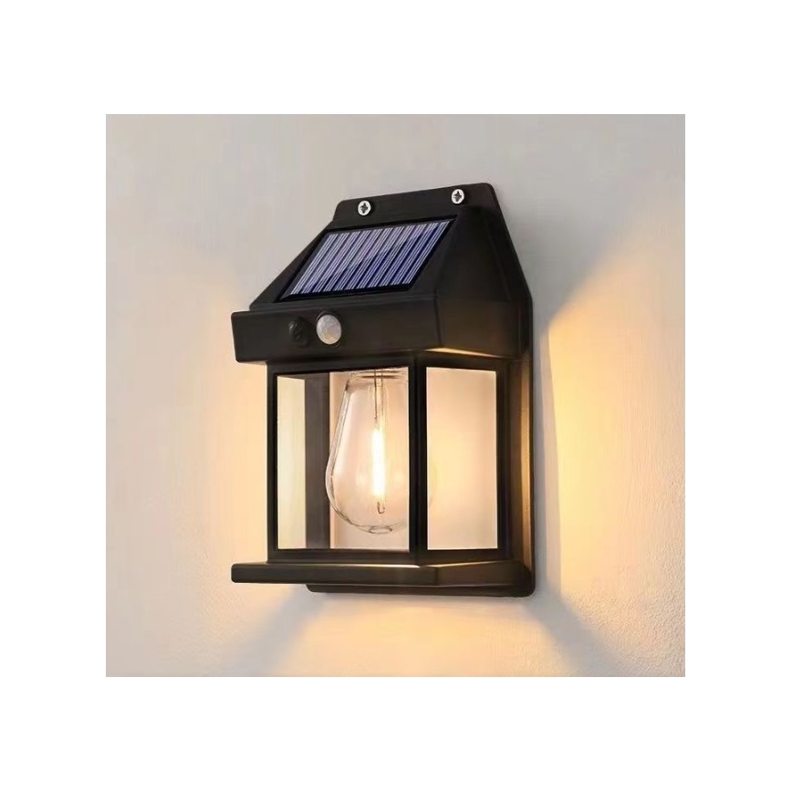 LED Kinkiet solarny z czujnikiem LANTER LED/1W/3,7V 1200 mAh IP44 czarny