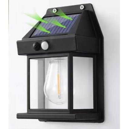 LED Kinkiet solarny z czujnikiem LANTER LED/1W/3,7V 1200 mAh IP44 czarny
