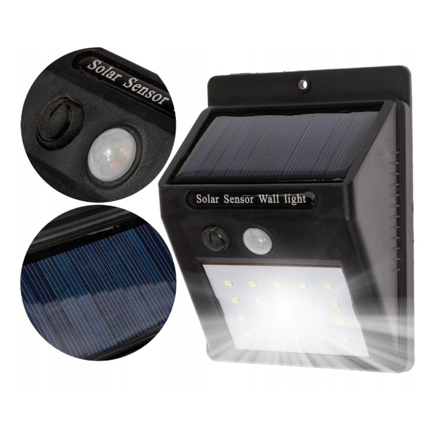 LED Kinkiet solarny z czujnikiem LED/0,55W/3,7V 1200 mAh IP65