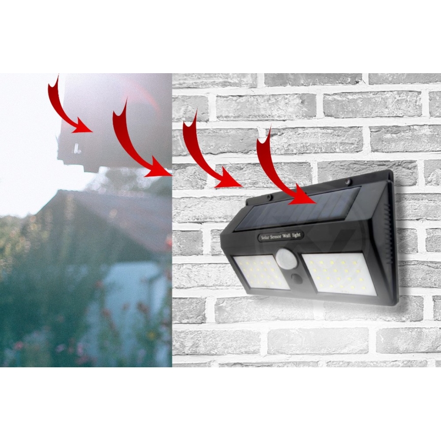 LED Kinkiet solarny z czujnikiem LED/1,2W/3,7V 2400 mAh IP54