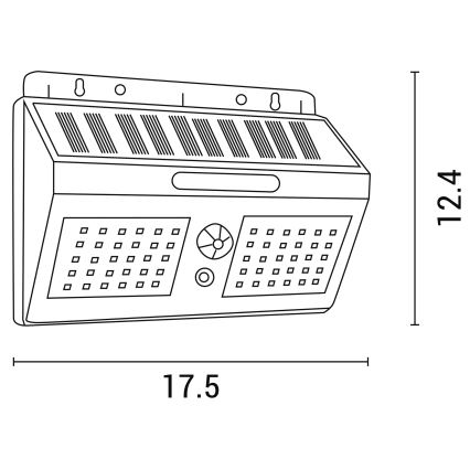 LED Kinkiet solarny z czujnikiem LED/1,2W/3,7V 6500K IP65