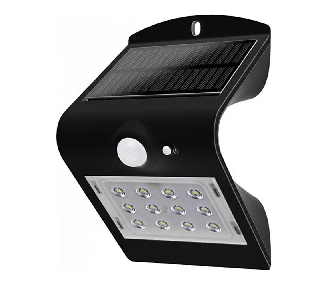 LED Kinkiet solarny z czujnikiem LED/1.5W/3,7V IP65 czarny