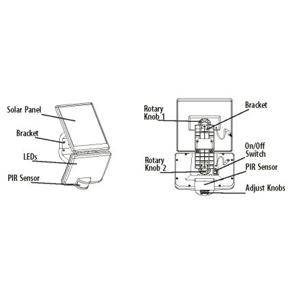 LED Kinkiet solarny z czujnikiem LED/12W/3,7V 4000 mAh IP54