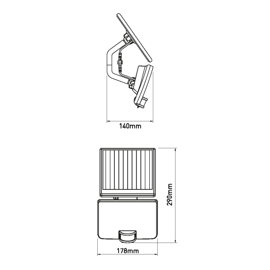 LED Kinkiet solarny z czujnikiem LED/12W/3,7V 4000 mAh IP54