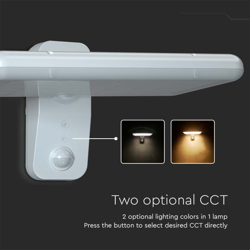 LED Kinkiet solarny z czujnikiem LED/15W/3,2V 4000K/6000K IP65 6000 mAh biały