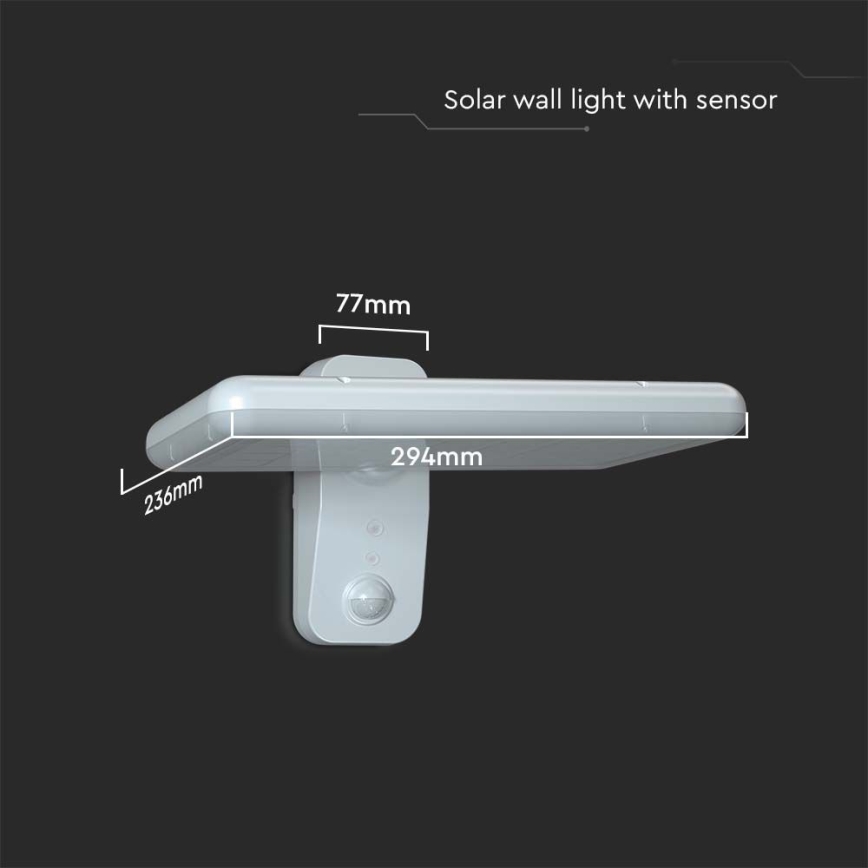 LED Kinkiet solarny z czujnikiem LED/15W/3,2V 4000K/6000K IP65 6000 mAh biały