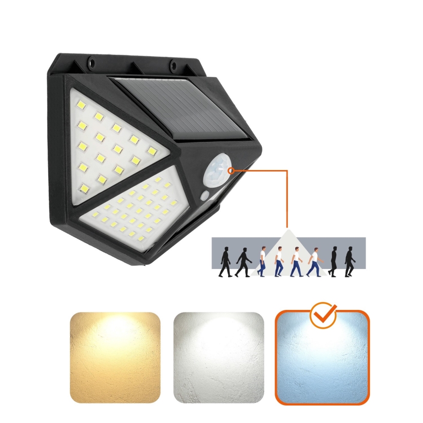 LED Kinkiet solarny z czujnikiem LED/1W/3,7V 6500K IP44 1200 mAh