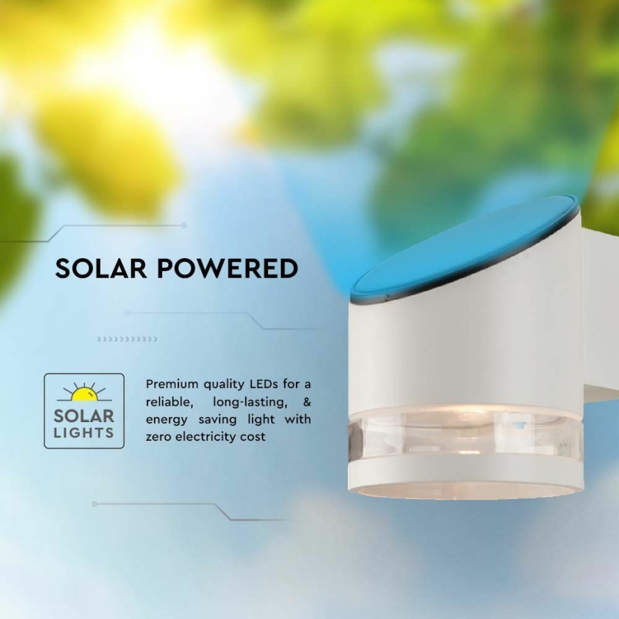 LED Kinkiet solarny z czujnikiem LED/1W/3,7V IP54 3000K 1200 mAh biały