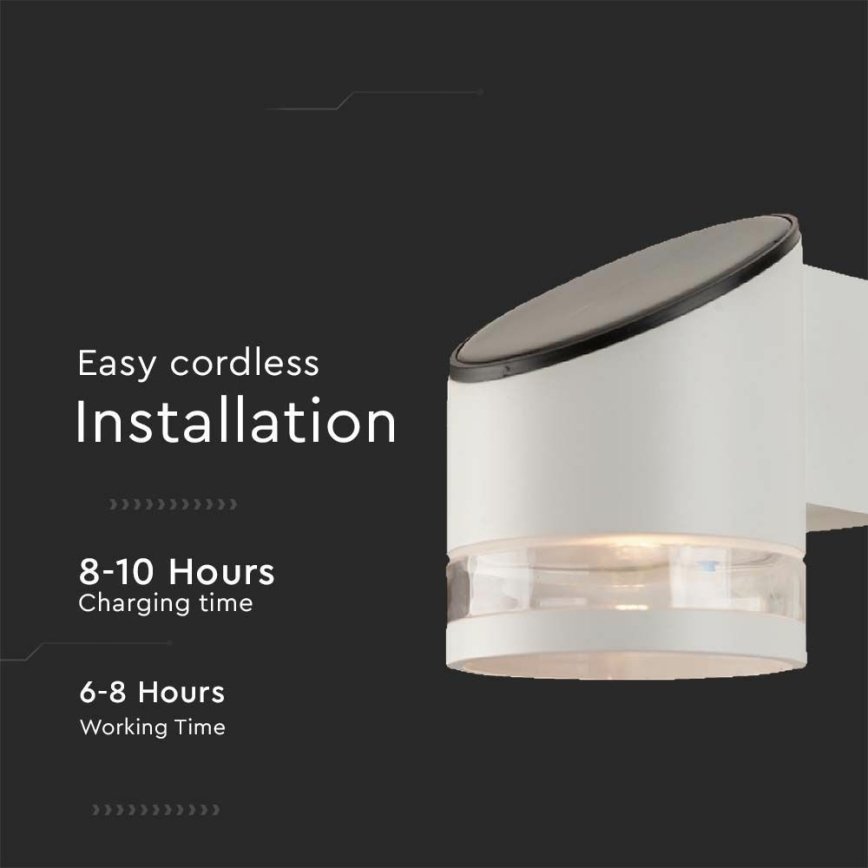 LED Kinkiet solarny z czujnikiem LED/1W/3,7V IP54 3000K 1200 mAh biały