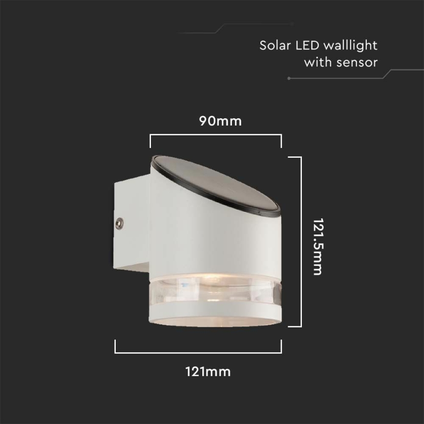 LED Kinkiet solarny z czujnikiem LED/1W/3,7V IP54 3000K 1200 mAh biały