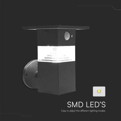 LED Kinkiet solarny z czujnikiem LED/2,5W/3,7V IP54 3000K 2200 mAh