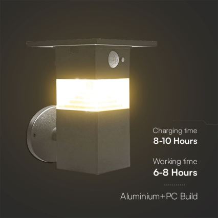 LED Kinkiet solarny z czujnikiem LED/2,5W/3,7V IP54 3000K 2200 mAh
