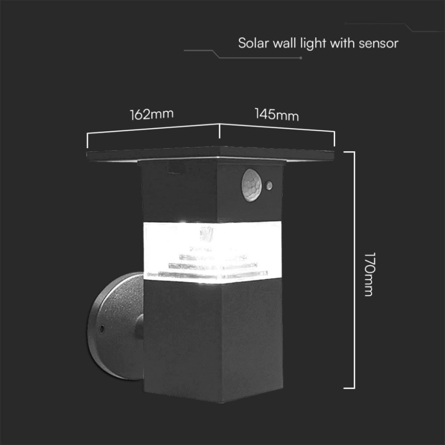 LED Kinkiet solarny z czujnikiem LED/2,5W/3,7V IP54 3000K 2200 mAh