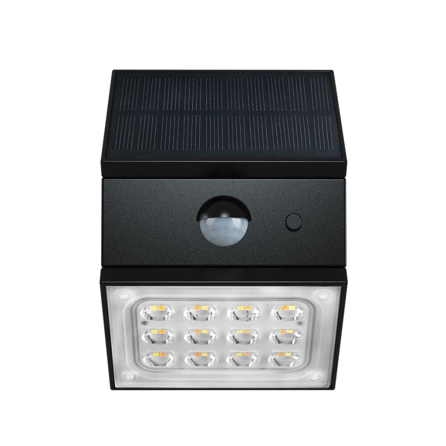 LED solarna lampa ścienna z czujnikiem LED/2,5W/3,7V 3000/4000/6000K IP65 1200 mAh czarna