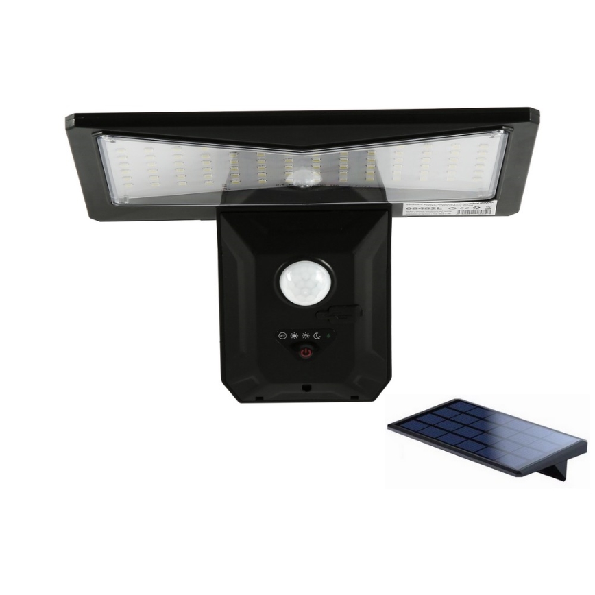 LED Kinkiet solarny z czujnikiem LED/2,6W/5,5V IP65 1800 mAh czarny