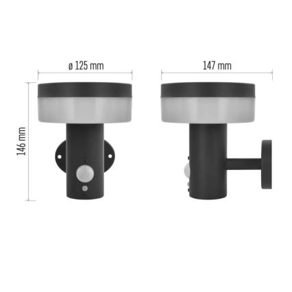 LED Kinkiet solarny z czujnikiem LED/2W/3,7V 1200 mAh IP44