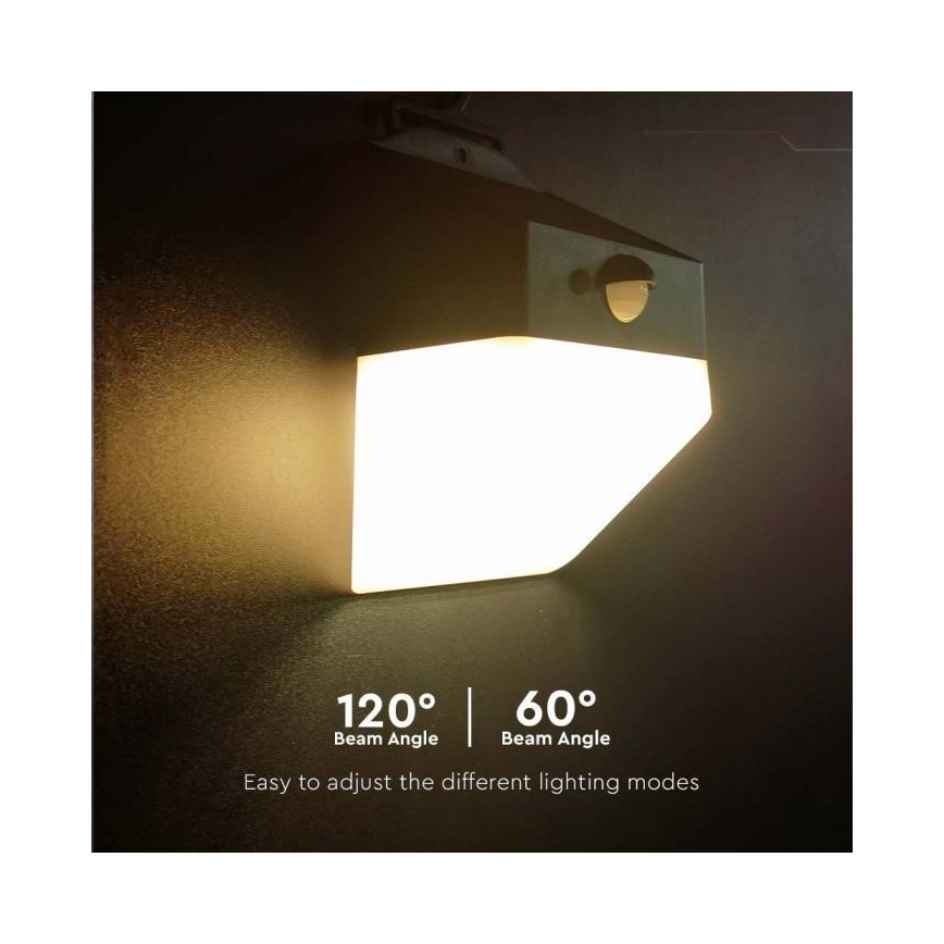 LED Kinkiet solarny z czujnikiem LED/2W/3,7V 4000K IP65 1200 mAh