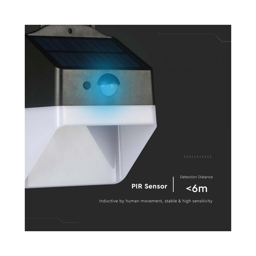 LED Kinkiet solarny z czujnikiem LED/2W/3,7V 4000K IP65