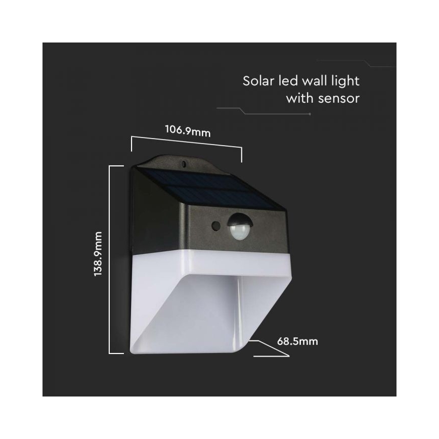 LED Kinkiet solarny z czujnikiem LED/2W/3,7V 4000K IP65