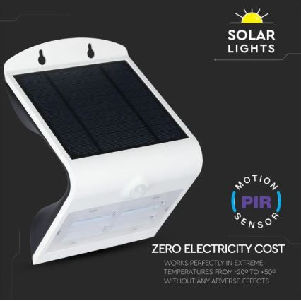 LED Kinkiet solarny z czujnikiem LED/3W/3,7V 3000/4000K IP65 2000 mAh biały