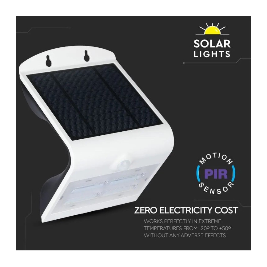 LED Kinkiet solarny z czujnikiem LED/3W/3,7V 3000/4000K IP65 2000 mAh biały