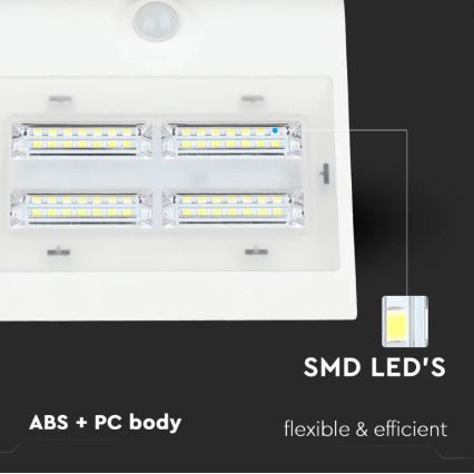 LED Kinkiet solarny z czujnikiem LED/3W/3,7V 3000/4000K IP65 2000 mAh biały