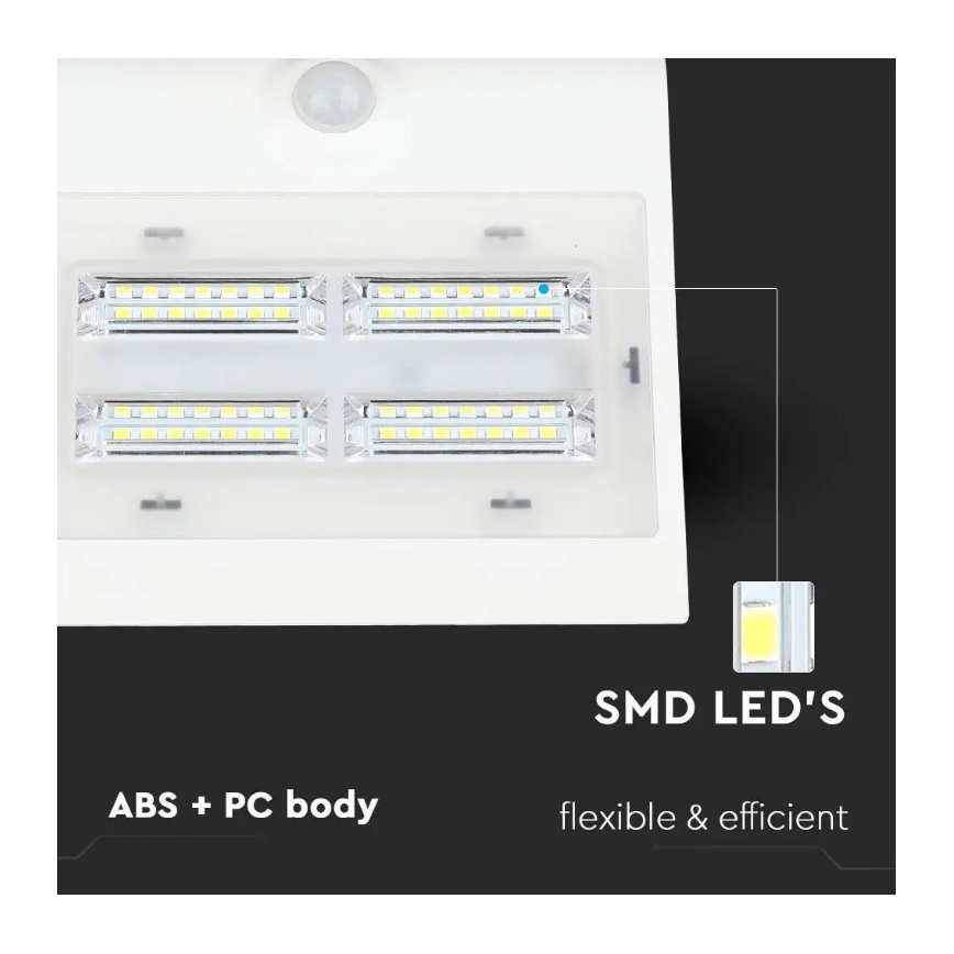 LED Kinkiet solarny z czujnikiem LED/3W/3,7V 3000/4000K IP65 2000 mAh biały