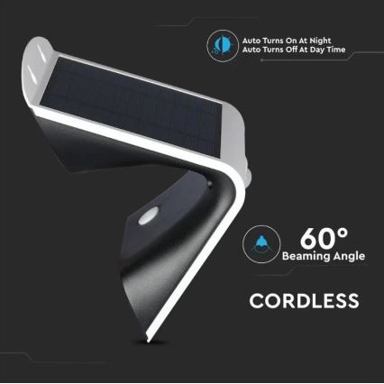 LED Kinkiet solarny z czujnikiem LED/3W/3,7V 3000/4000K IP65 2000 mAh biały