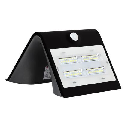 LED Kinkiet solarny z czujnikiem LED/3W/3,7V 3000/4000K IP65 2000 mAh czarny