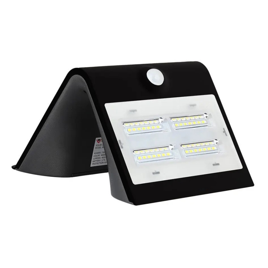LED Kinkiet solarny z czujnikiem LED/3W/3,7V 3000/4000K IP65 2000 mAh czarny