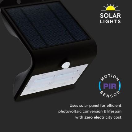 LED Kinkiet solarny z czujnikiem LED/3W/3,7V 3000/4000K IP65 2000 mAh czarny