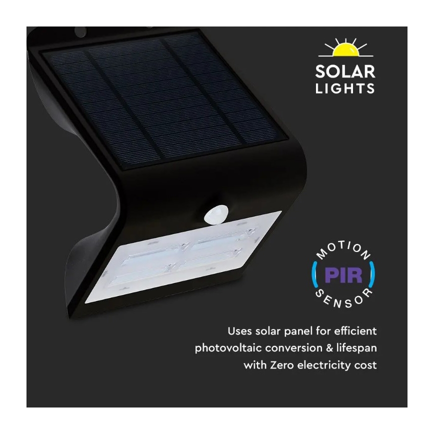 LED Kinkiet solarny z czujnikiem LED/3W/3,7V 3000/4000K IP65 2000 mAh czarny