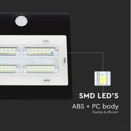 LED Kinkiet solarny z czujnikiem LED/3W/3,7V 3000/4000K IP65 2000 mAh czarny