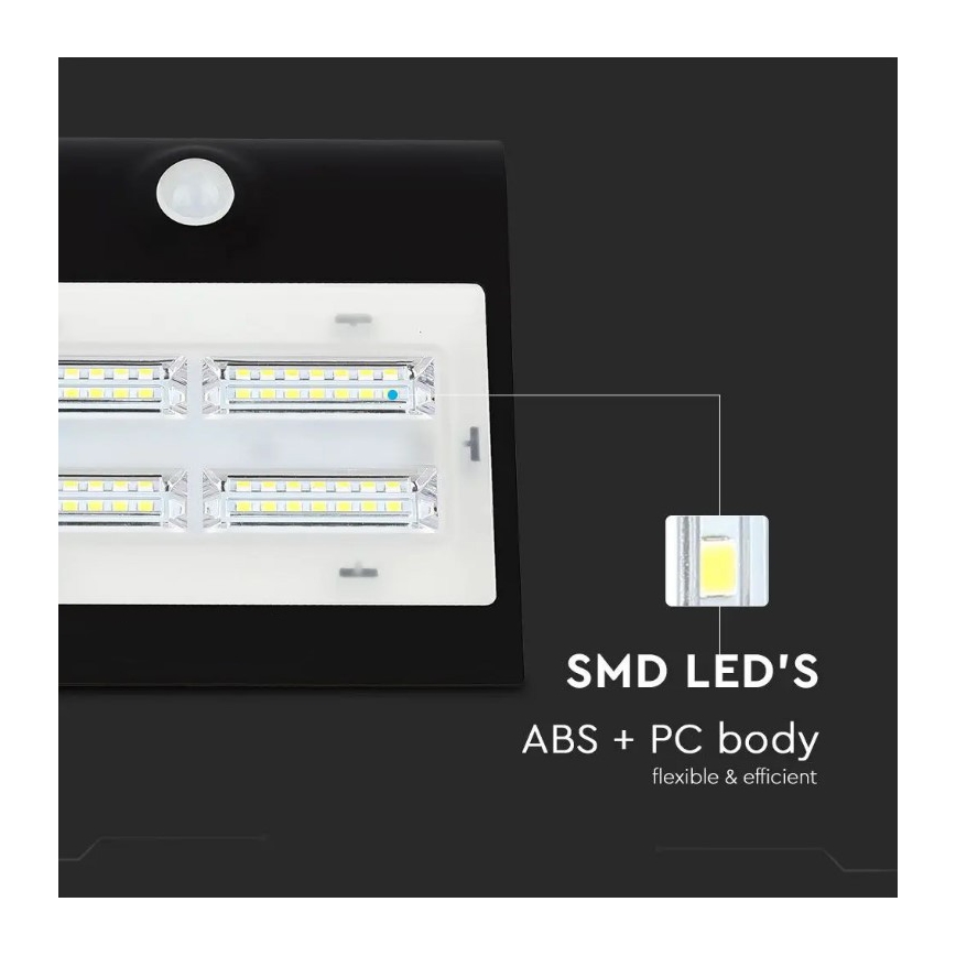 LED Kinkiet solarny z czujnikiem LED/3W/3,7V 3000/4000K IP65 2000 mAh czarny