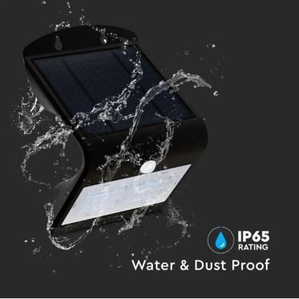 LED Kinkiet solarny z czujnikiem LED/3W/3,7V 3000/4000K IP65 2000 mAh czarny