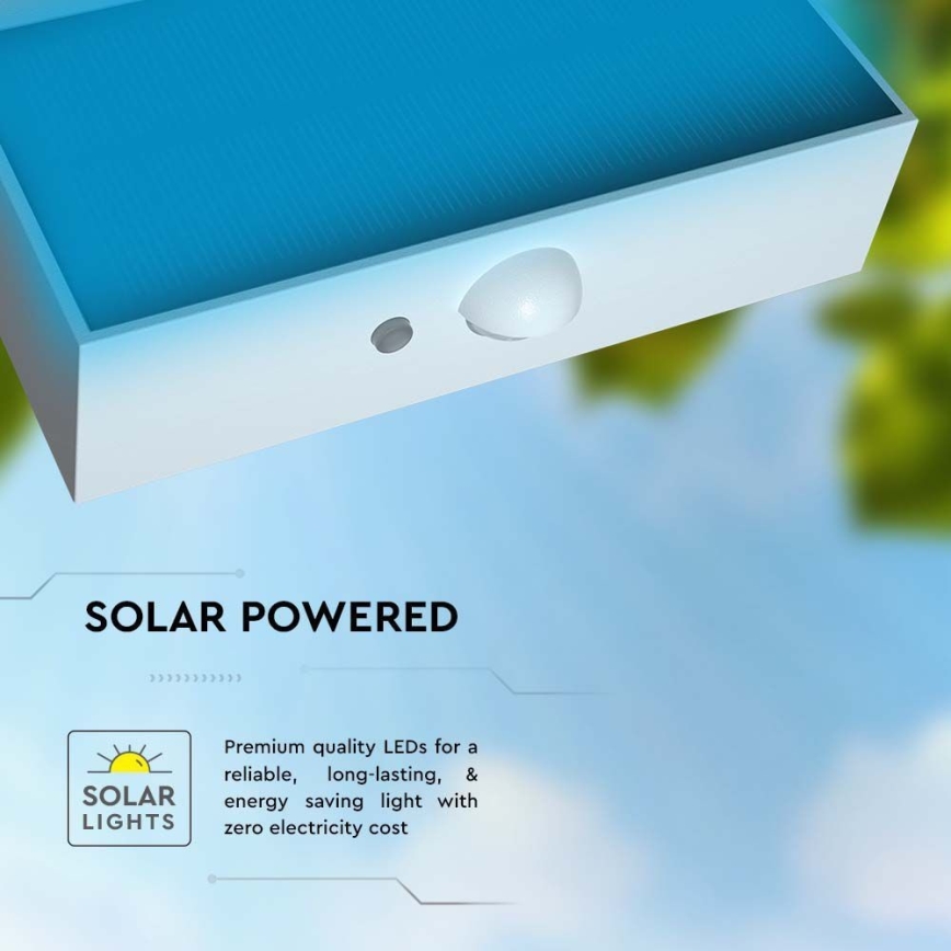 LED Kinkiet solarny z czujnikiem LED/3W/3,7V 3000K/4000K IP65 biały