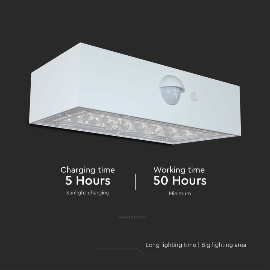 LED Kinkiet solarny z czujnikiem LED/3W/3,7V 3000K/4000K IP65 biały