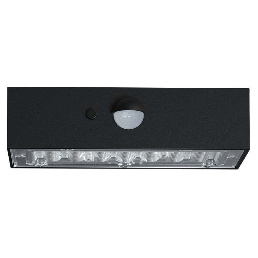 LED Kinkiet solarny z czujnikiem LED/3W/3,7V 3000K/4000K IP65 czarny