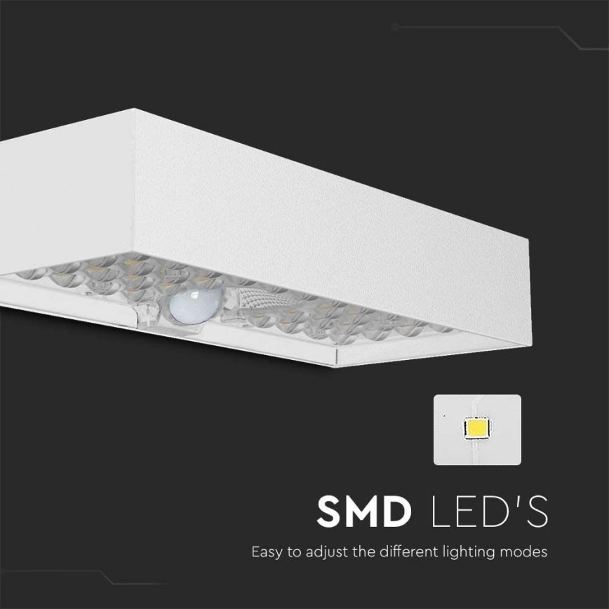 LED Kinkiet solarny z czujnikiem LED/6W/3,7V IP65 4000K 3000 mAh biały