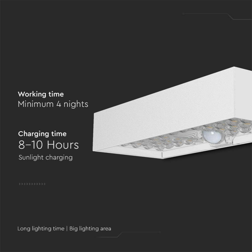 LED Kinkiet solarny z czujnikiem LED/6W/3,7V IP65 4000K 3000 mAh biały