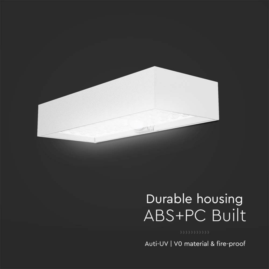 LED Kinkiet solarny z czujnikiem LED/6W/3,7V IP65 4000K 3000 mAh biały