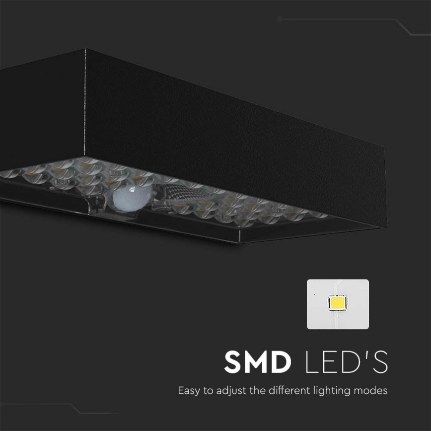 LED Kinkiet solarny z czujnikiem LED/6W/3,7V IP65 4000K 3000 mAh czarny