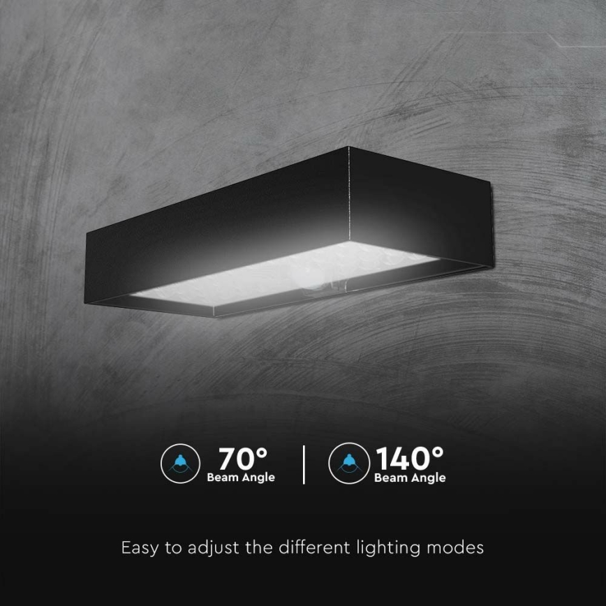 LED Kinkiet solarny z czujnikiem LED/6W/3,7V IP65 4000K 3000 mAh czarny