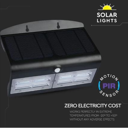LED Kinkiet solarny z czujnikiem LED/7W/3,7V 4000K IP65 4000 mAh czarny