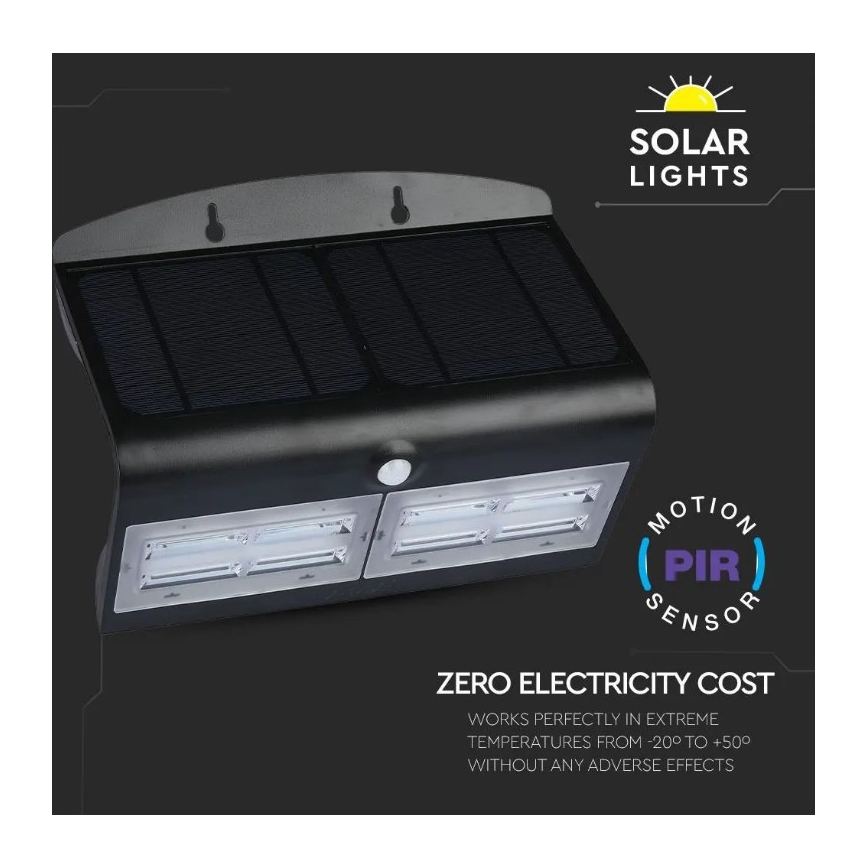 LED Kinkiet solarny z czujnikiem LED/7W/3,7V 4000K IP65 4000 mAh czarny