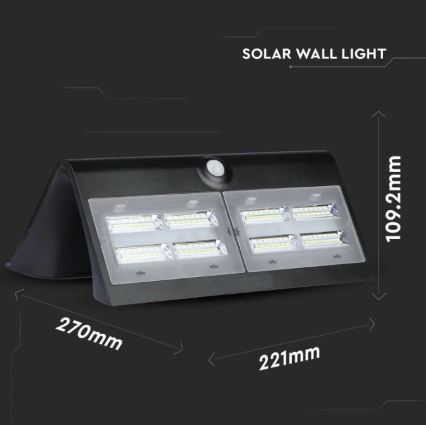 LED Kinkiet solarny z czujnikiem LED/7W/3,7V 4000K IP65 4000 mAh czarny